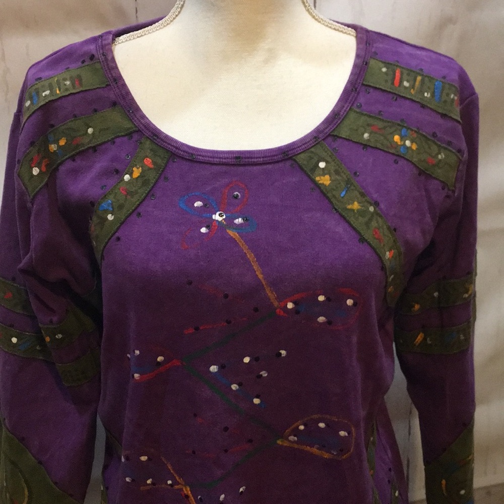 Rising International Purple Embroidery Floral Festival Blouse
